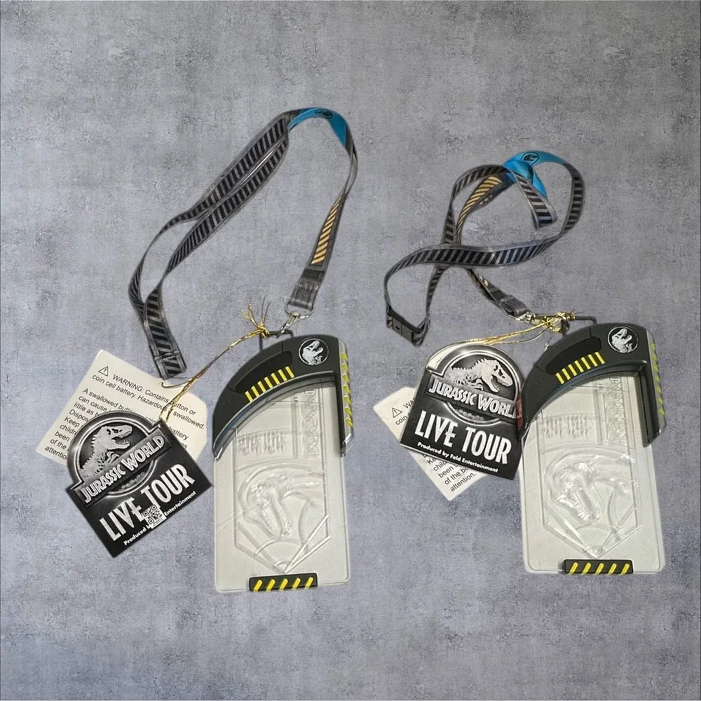 Set of 2 Jurassic‎ World Live Tour Lanyard Badge Grey New Light Up Interactive